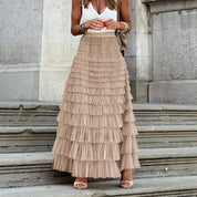 Harley | Hoch Tailliertes Elegantes Langes Maxi-Mesh-Luxus-Ballrockkleid