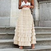 Harley | Hoch Tailliertes Elegantes Langes Maxi-Mesh-Luxus-Ballrockkleid