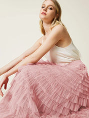 Harley | Hoch Tailliertes Elegantes Langes Maxi-Mesh-Luxus-Ballrockkleid