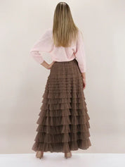 Harley | Hoch Tailliertes Elegantes Langes Maxi-Mesh-Luxus-Ballrockkleid