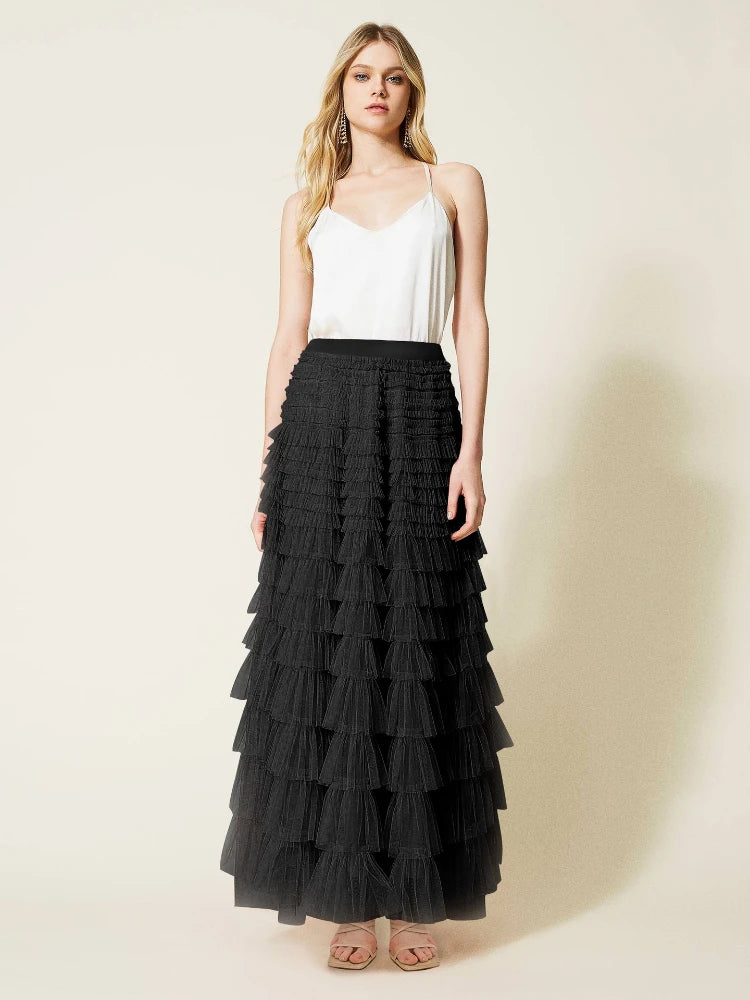 Harley | Hoch Tailliertes Elegantes Langes Maxi-Mesh-Luxus-Ballrockkleid