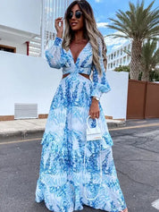 Ruthie l Elegantes Maxikleid mit Laternenärmeln