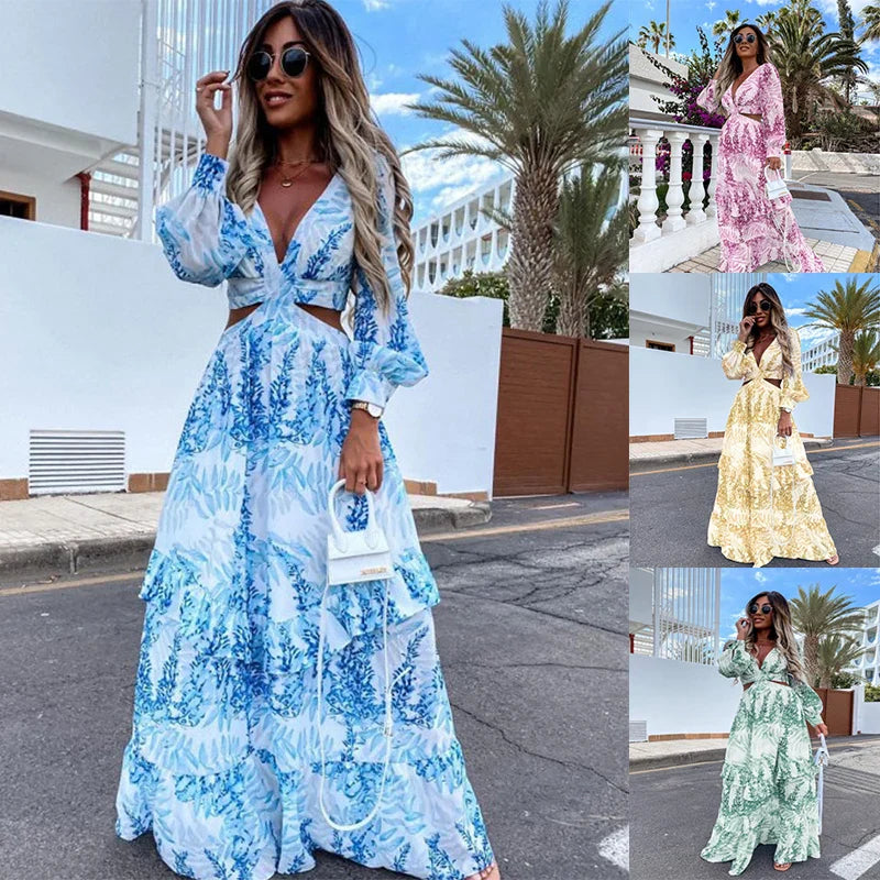 Ruthie l Elegantes Maxikleid mit Laternenärmeln