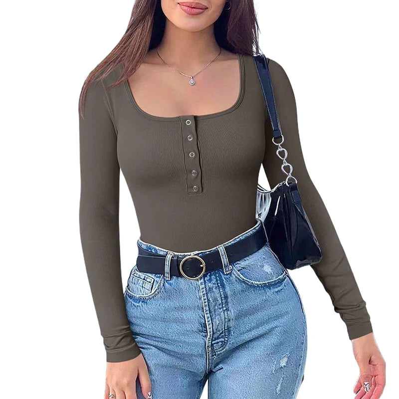 Felicity | Gerippter Bodysuit mit Langen Ärmeln