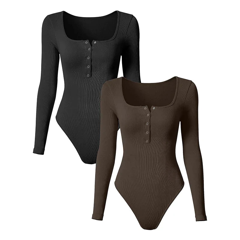 Felicity | Gerippter Bodysuit mit Langen Ärmeln