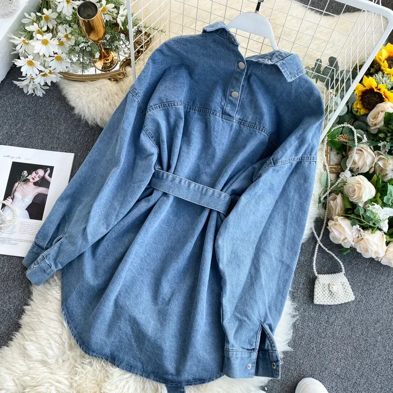 Beta | Jeanshemdkleid mit verstellbarem Gürtel und Seitentasche