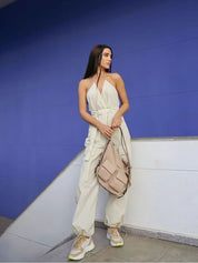 Marry | Fallschirm-Cargo-Jumpsuit mit verstellbaren Kordelträgern und Gürtel