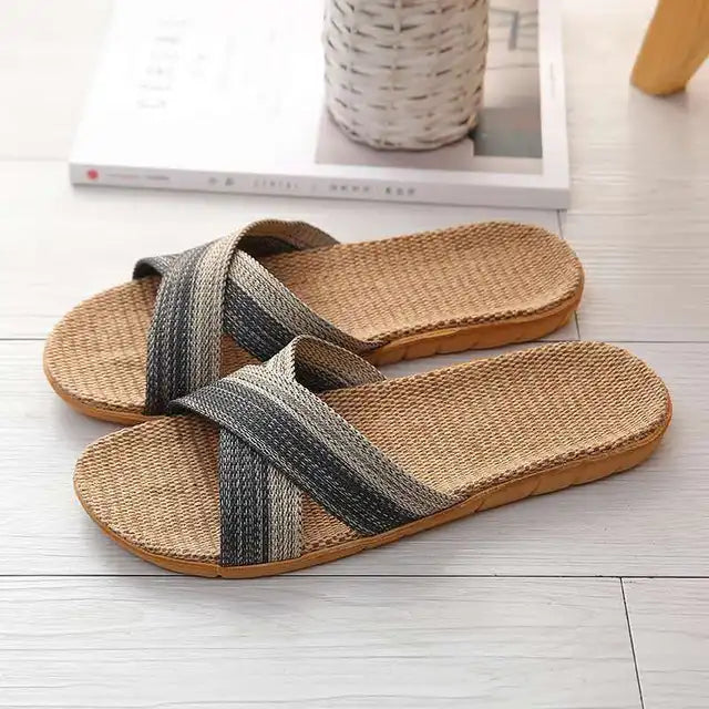 Lässige flache Sommersandalen aus Leinen für Herren l Ambrose