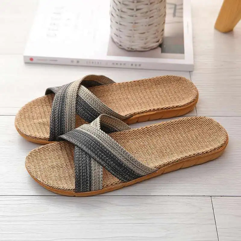Lässige flache Sommersandalen aus Leinen für Herren l Ambrose
