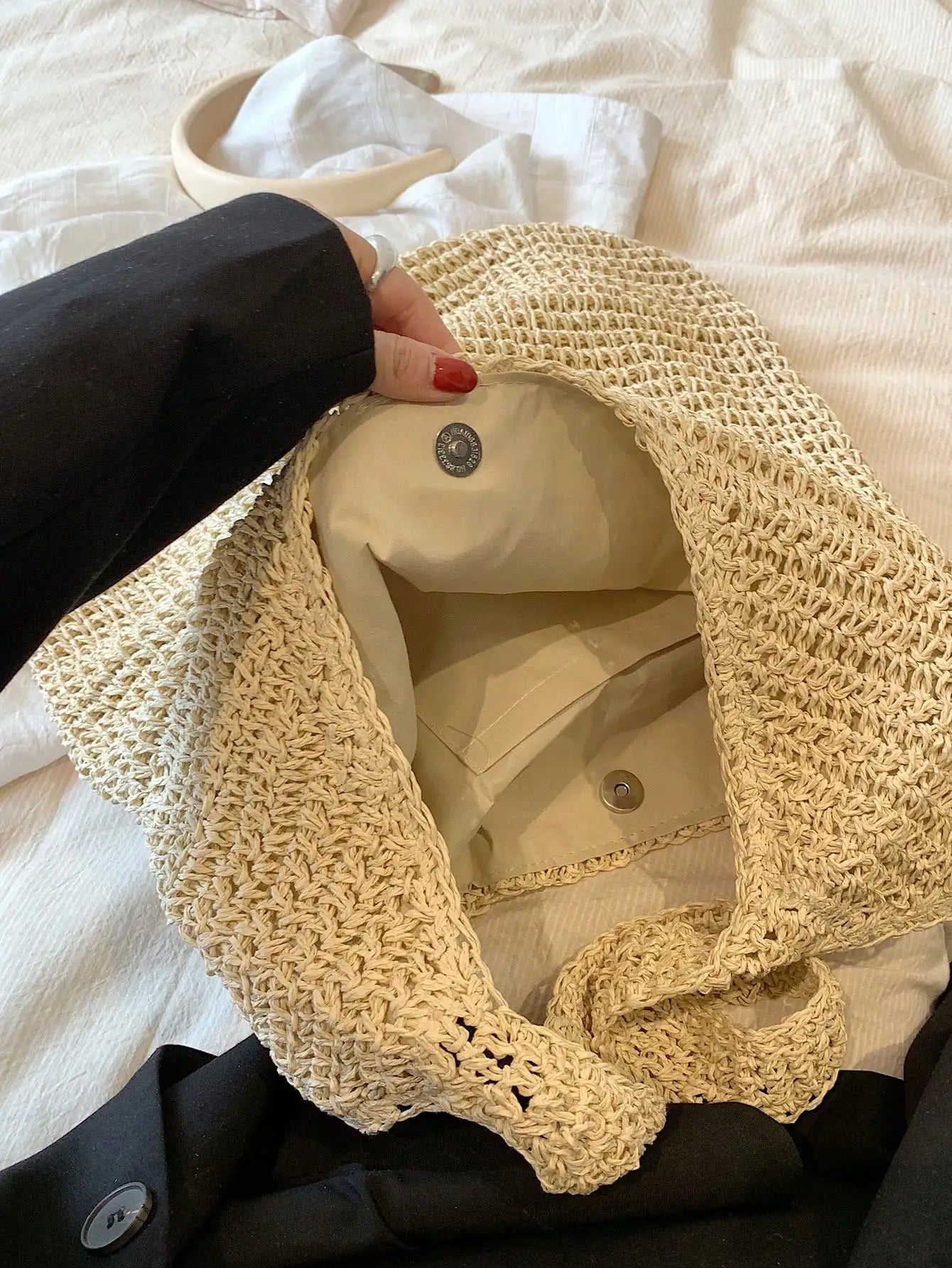 | Strandtasche | Sommer Strand Resort Mode gewebte Damen Umhängetasche | Mit großem Fassungsvermögen l Venus