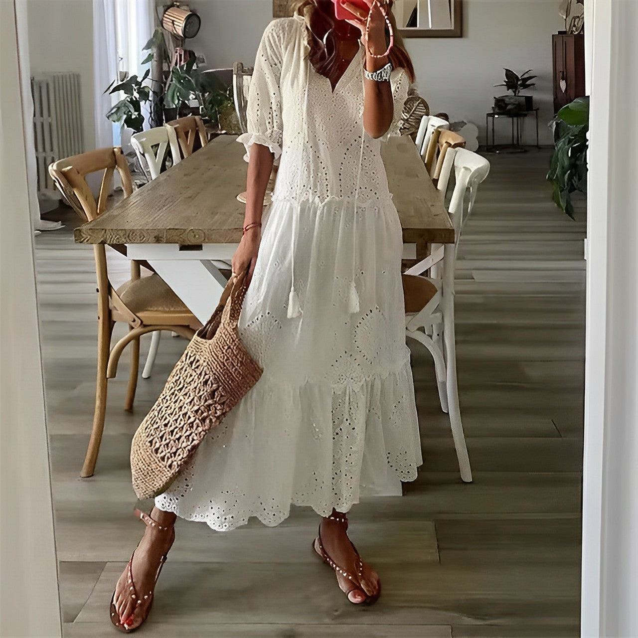 Rafaela | Stylisches Weißes Frühlingskleid