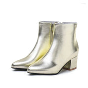 Premium Partystiefel mit Blockabsatz in Silber für Damen | Darseigh