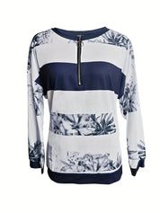 Seraphine l Farbblock-T-Shirt mit Blumendruck