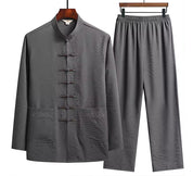 Orientalisches Leinenset mit langen Ärmeln und Loose Pants l Ronin