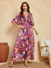 Sicily l Lässiges Maxikleid mit Rüschenärmeln und Gürtel