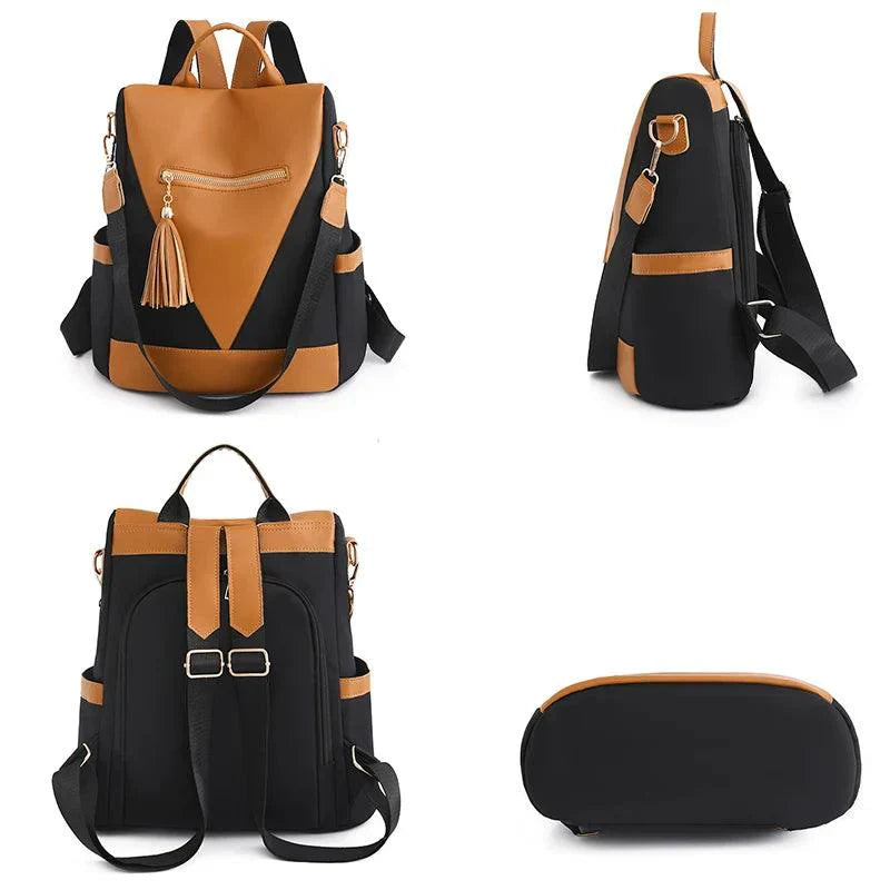 Zahra l Rucksack in Zwei-Farben-Optik mit Quastenanhänger