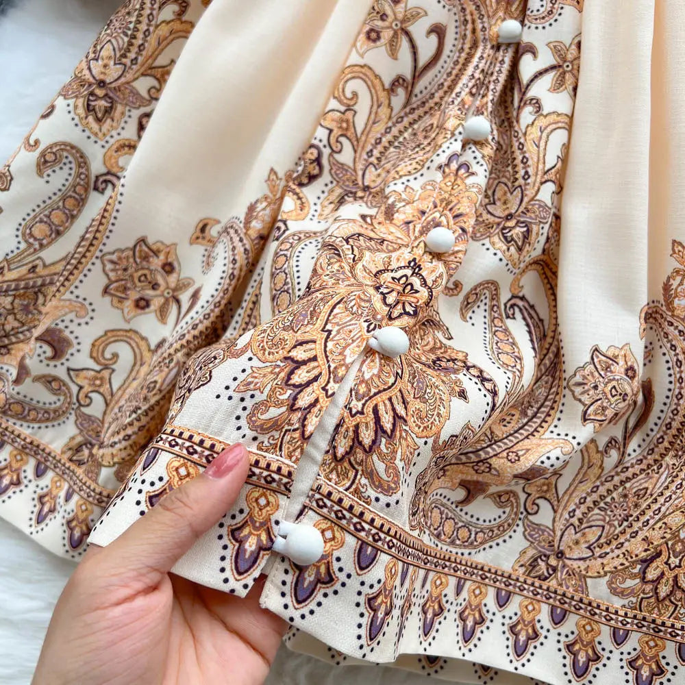 Dali l Paisley-Druck Kleid mit Taillenraffung