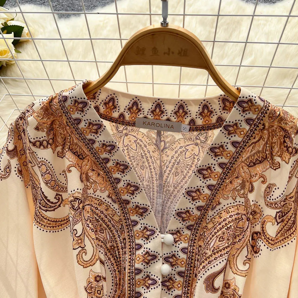 Dali l Paisley-Druck Kleid mit Taillenraffung