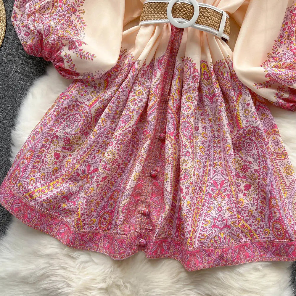 Dali l Paisley-Druck Kleid mit Taillenraffung