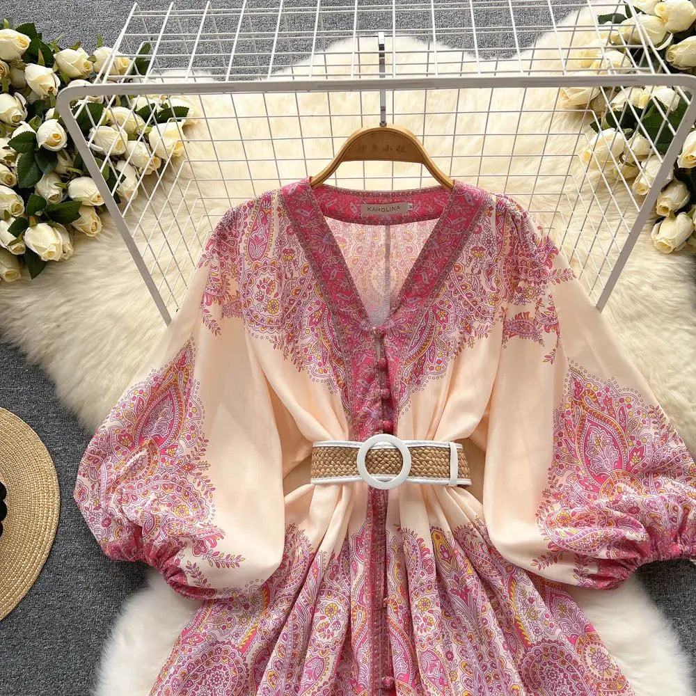 Dali l Paisley-Druck Kleid mit Taillenraffung