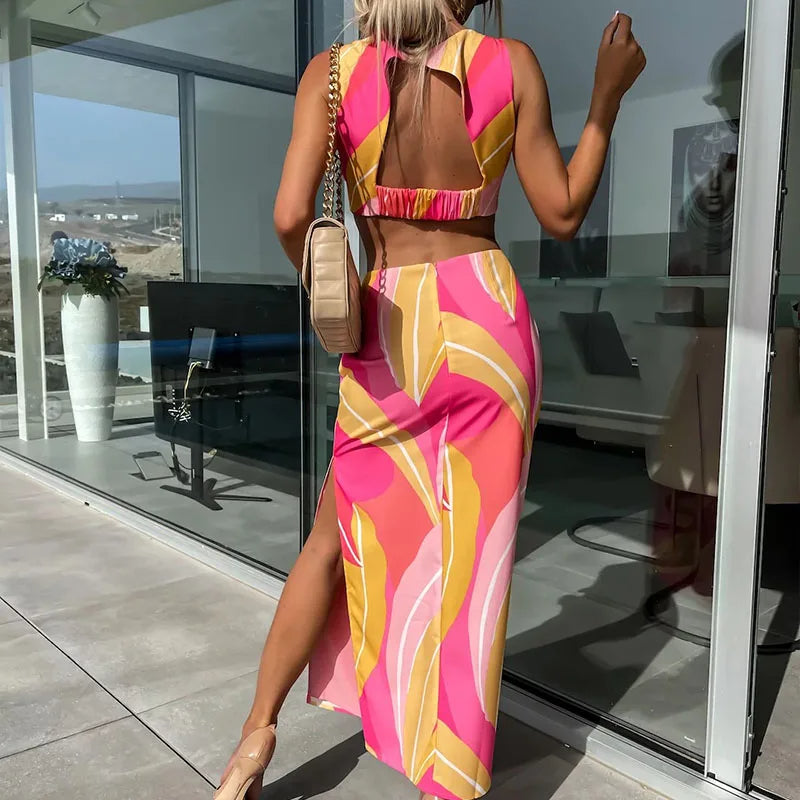 Buena l Midikleid mit Cut-Out und abstraktem Druck