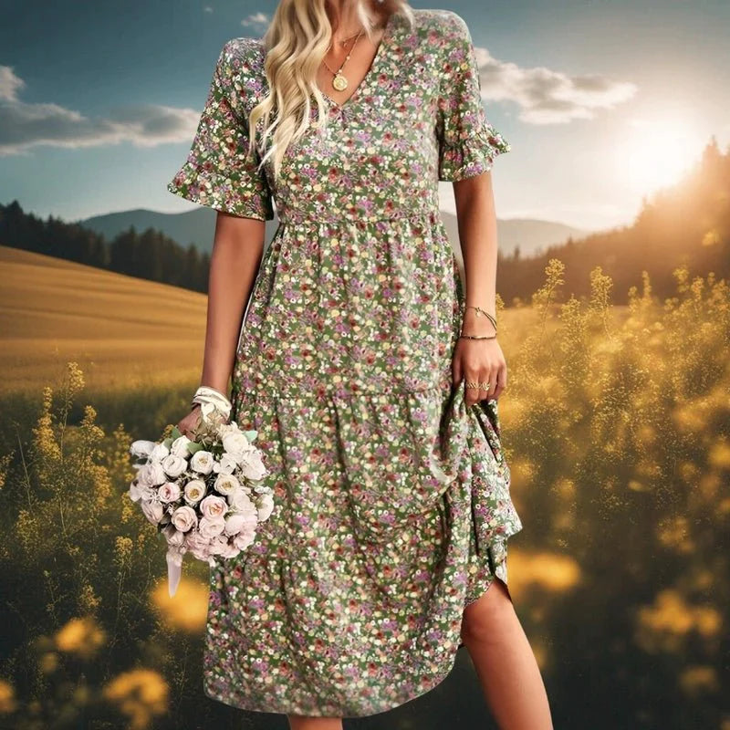 Floraine | Damen-Sommer-Frühlings-Blumenkleid