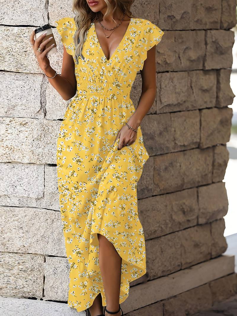 Maxikleid mit V-Ausschnitt und zartem Blumenmuster l Kaylani