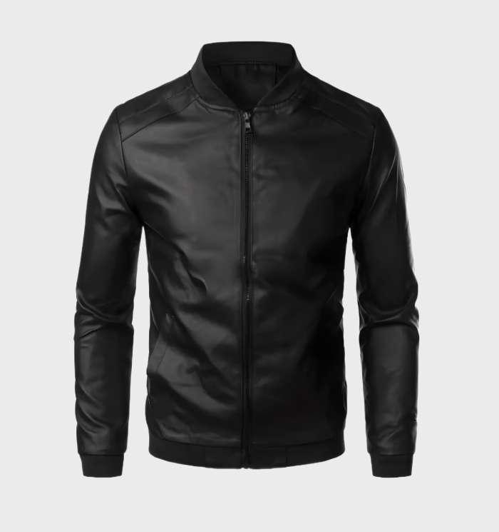 Tatum | Strapazierfähige Lederjacke mit Taschen und durchgehendem Reißverschluss