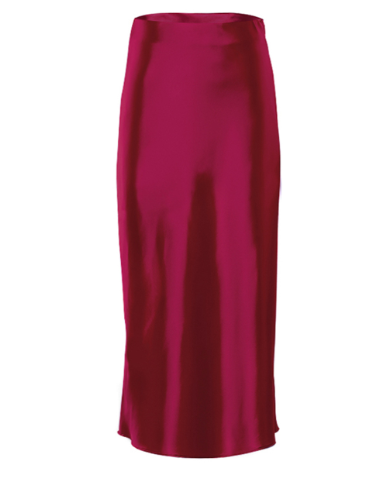 Raphia l Langer Rock aus Satin und Seide mit hoher Taille
