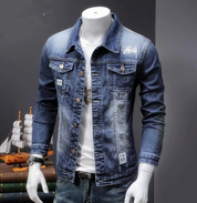Julian l Tough Slim-Fit Herren-Jeansjacke mit Rissen