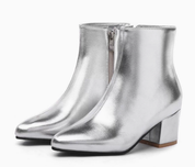 Premium Partystiefel mit Blockabsatz in Silber für Damen | Darseigh