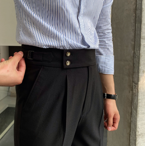 Klassische Bundfaltenhose mit Gürtelschlaufen l Ervin