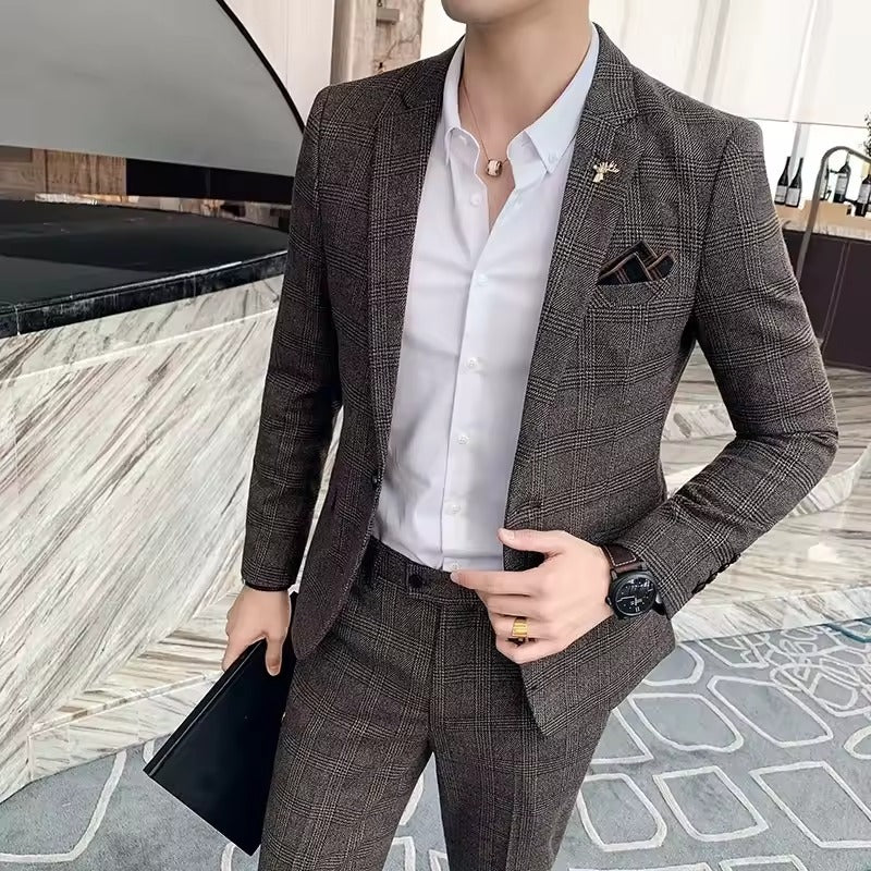 Karierter Business-Anzug für Herren (Blazer + Hose) | Holter