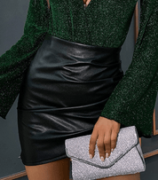 Maya l Lederrock mit hoher Taille und gerüschten Kreuzschlitzen