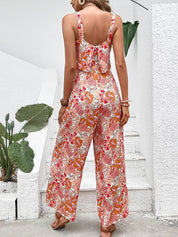 Nadil l 2-teiliges Sommer-Damen-Set mit Blumenmuster [Oberteil + weite Hose]