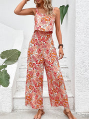 Nadil l 2-teiliges Sommer-Damen-Set mit Blumenmuster [Oberteil + weite Hose]