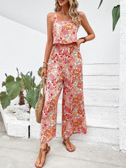 Nadil l 2-teiliges Sommer-Damen-Set mit Blumenmuster [Oberteil + weite Hose]