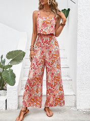 Nadil l 2-teiliges Sommer-Damen-Set mit Blumenmuster [Oberteil + weite Hose]