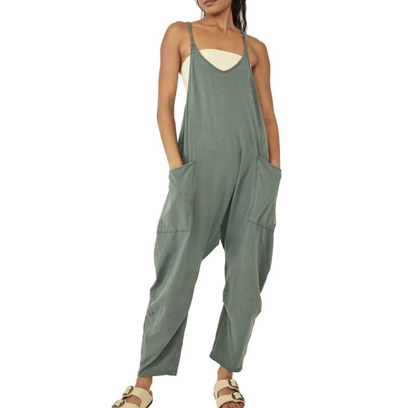 Alyssa l Minimalistischer Overall mit Taschen und V-Ausschnitt