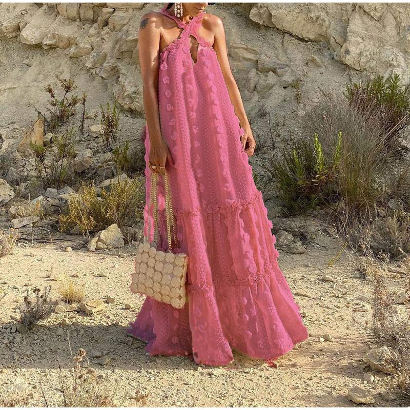 Melbara | Neckholder-Maxikleid mit Tiefem Rücken und Blumenmuster