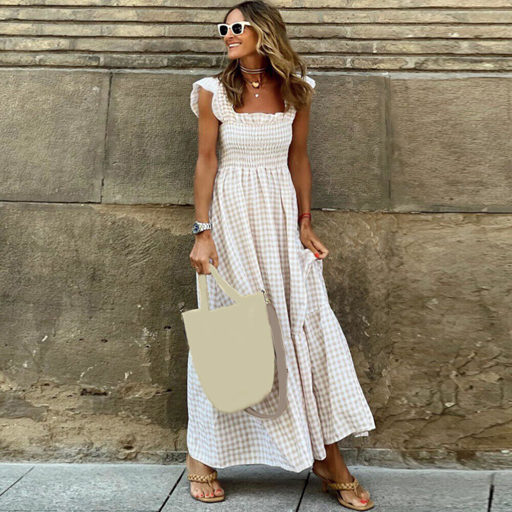 Faith | Kariertes Sommer-Maxikleid für Damen