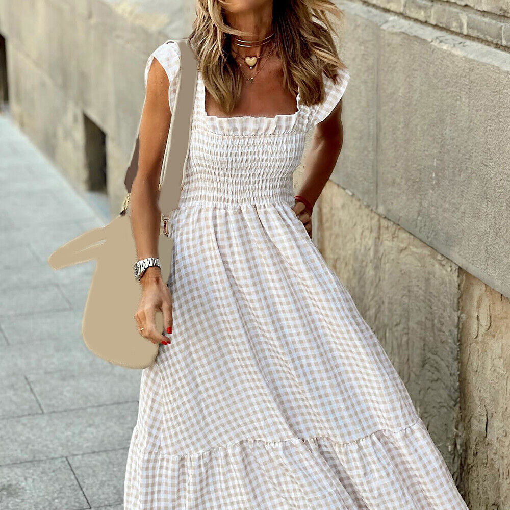Faith | Kariertes Sommer-Maxikleid für Damen