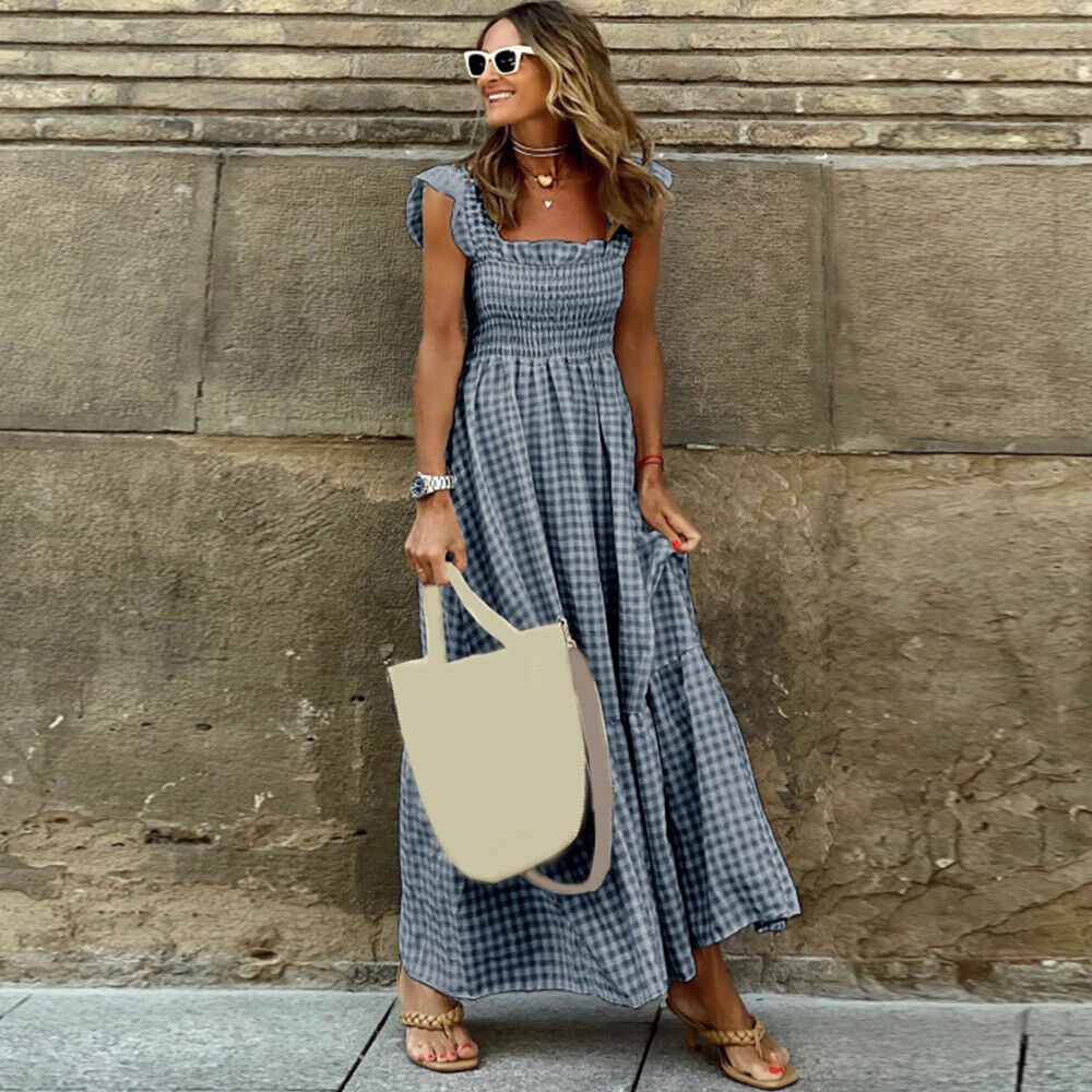 Faith | Kariertes Sommer-Maxikleid für Damen