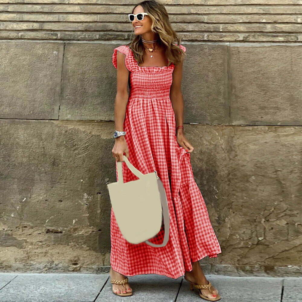 Faith | Kariertes Sommer-Maxikleid für Damen