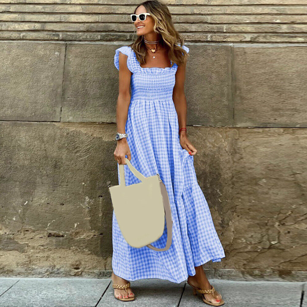 Faith | Kariertes Sommer-Maxikleid für Damen