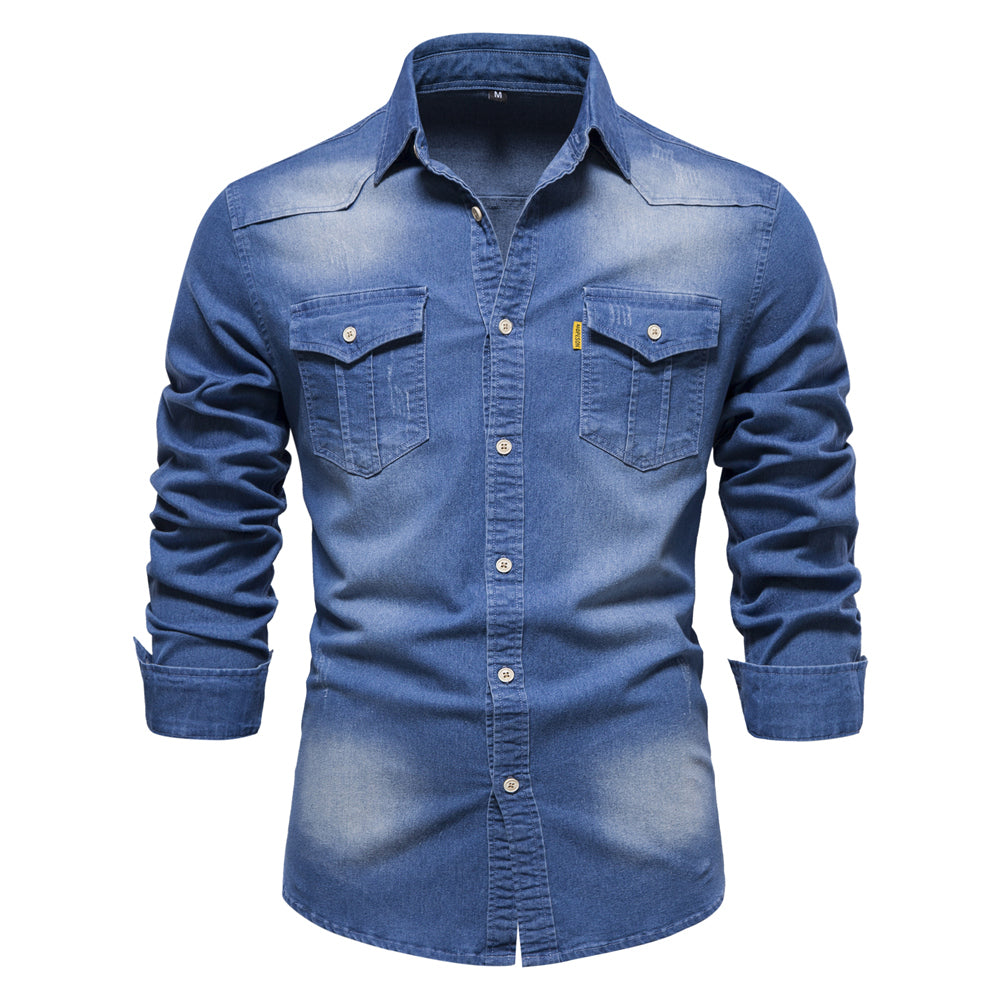 Chico | Weiches Denim-Langarmhemd mit Knöpfen für Herren