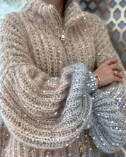 Raegan | Elegante Glitzerende Strickjacke Mit Reißverschluss