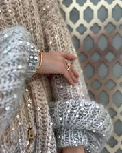 Raegan | Elegante Glitzerende Strickjacke Mit Reißverschluss